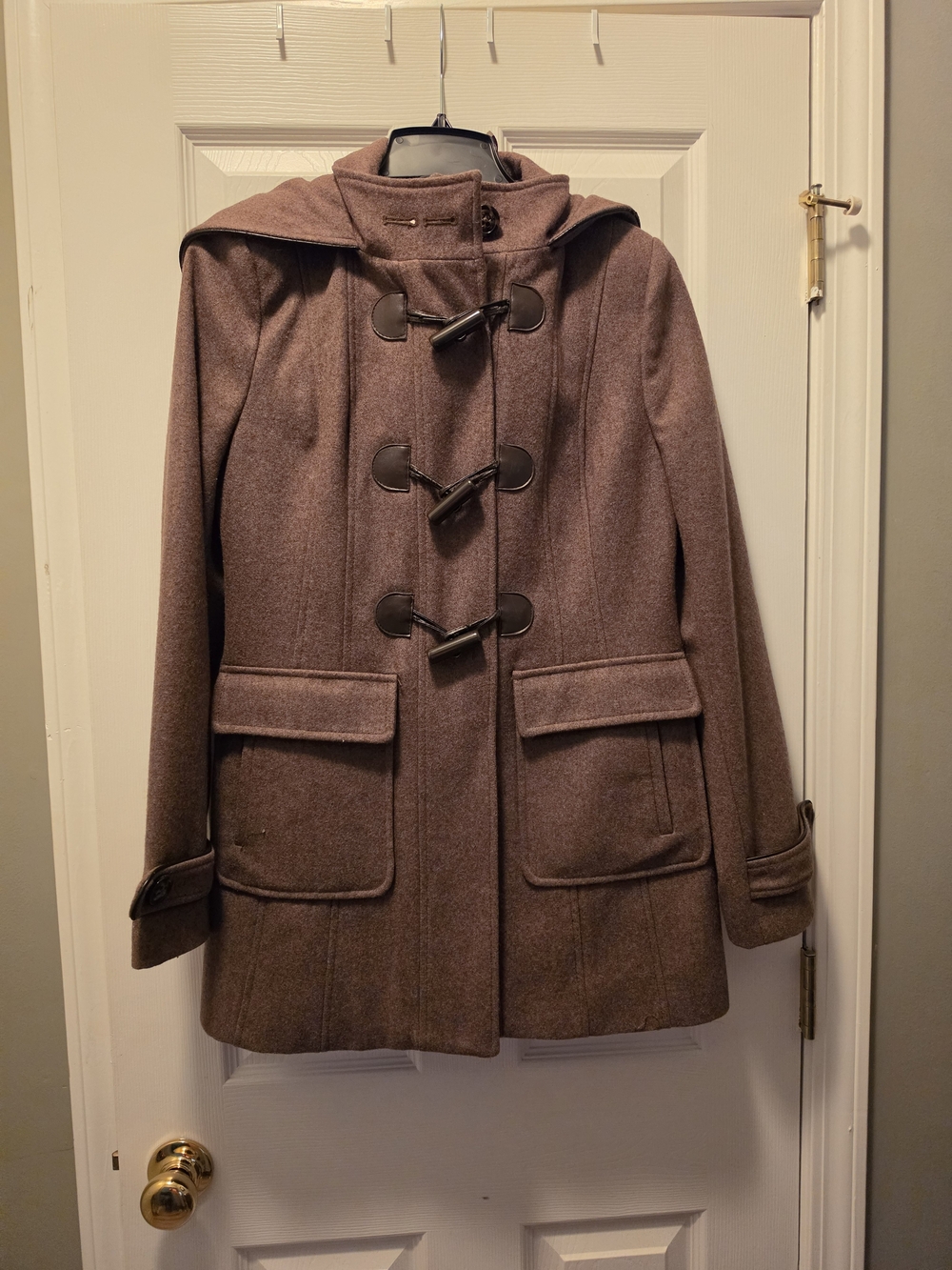 Laundry by Design Brown Hooded Toggle Trench Coat